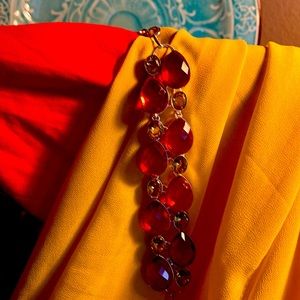 Bi- Colored Tourmaline, Citrine 925 Sterling Silver Bracelet 7-8”